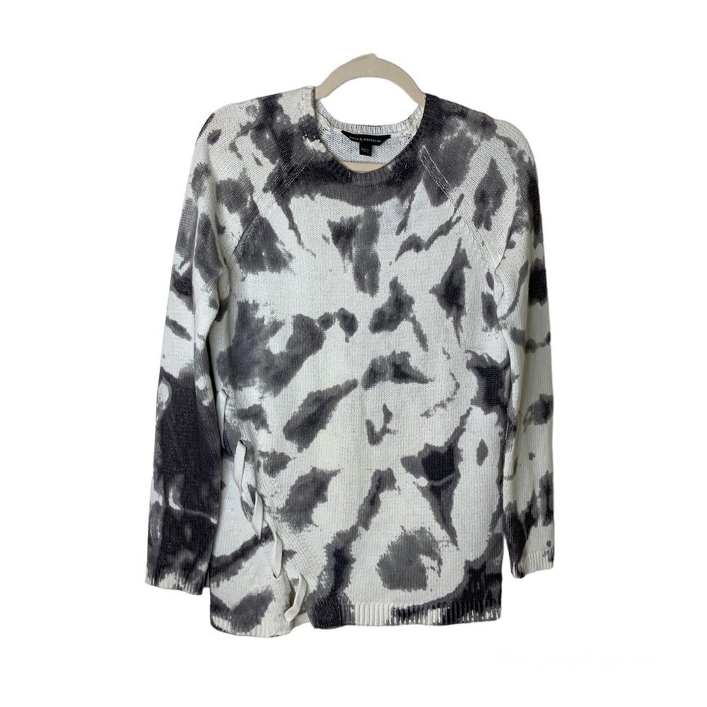 Rock & Republic Womens Gray White Tie Dye Pullover Sweater Size S‎ Braided Side